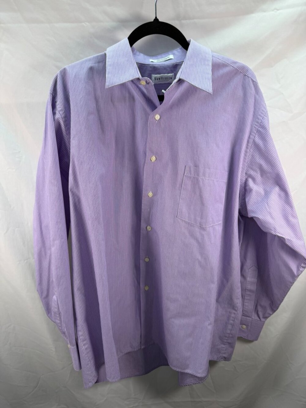 Van Heusen Wrinkle Free Mens Long-Sleeve Button Shirt, Purple Striped Size XL